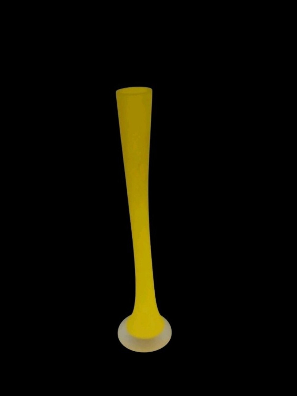 15" Crooked Frosted Glass tall Vase Sunny Yellow Carlo Moretti?? RARE Unique